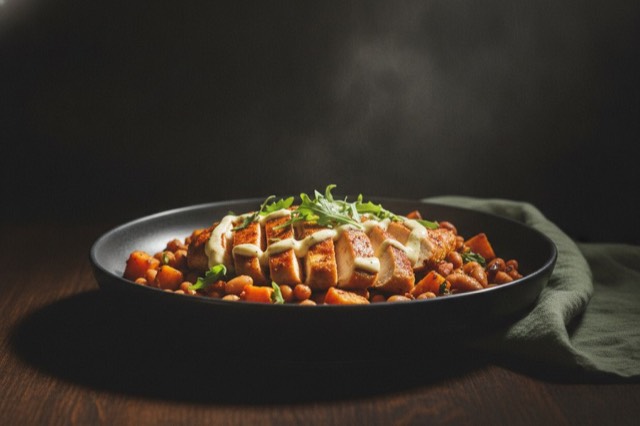 Spiced chicken and smoky bravas bean bowl